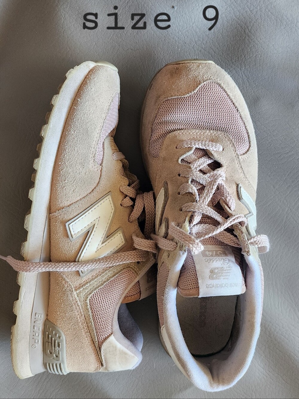 New Balance Light Pink & Cream Suede Mesh Sneakers